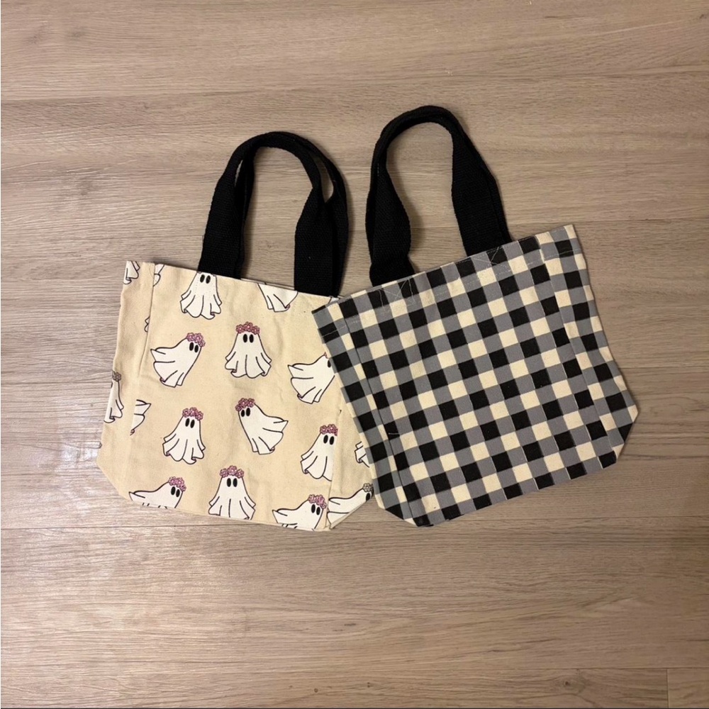 Canvas Tote Bag Set - Black and Cream